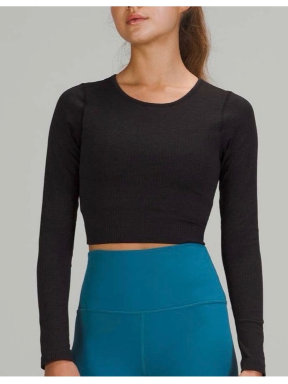 Lululemon - Ebb to Street Long Sleeve Black Crop - Excellent Condition (Sz 4)